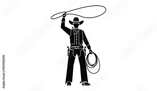 Cowboy character illustration with lasso rope