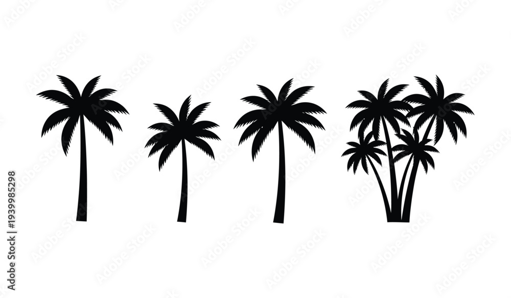 Obraz premium Set of black silhouettes of palm trees