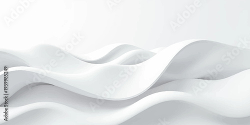 Abstract white background featuring smooth silk waves and soft 3d curves with a satin texture design for an elegant vector wallpaper backdrop