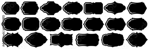 Set of vintage label and badges shape collections. Vector illustration. Black template for patch, insignias, overlay.	
