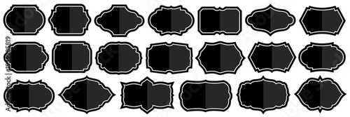 Set of vintage label and badges shape collections. Vector illustration. Black template for patch, insignias, overlay.	