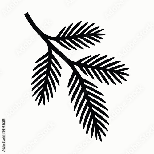 Illustration of a branch with pine needles in a minimalist style