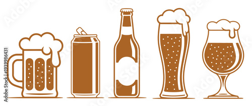 assorted beer container set featuring bottle can mug