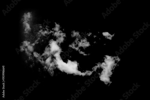White clouds against a black background.