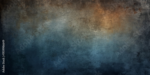 A dark vintage wall surface featuring a dirty aged grunge texture with gray smoke patterns and a black paint frame design for an old blank paper backdrop