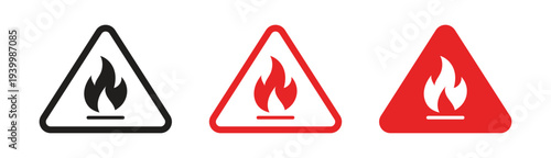 Vector Flammable Warning Hazard Icon Set