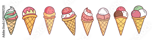  illustration of a sweet ice cream set with chocolate