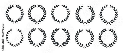  laurel wreath collection award and victory symbol decorative