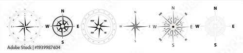 wind and nautical compass rose vectors 