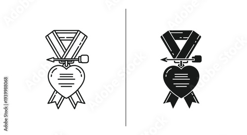 Heart Medal Icon Set