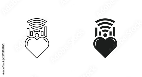 Heart with Wi-Fi signal icon