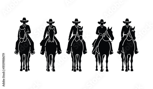 Silhouette of cowboys riding horses