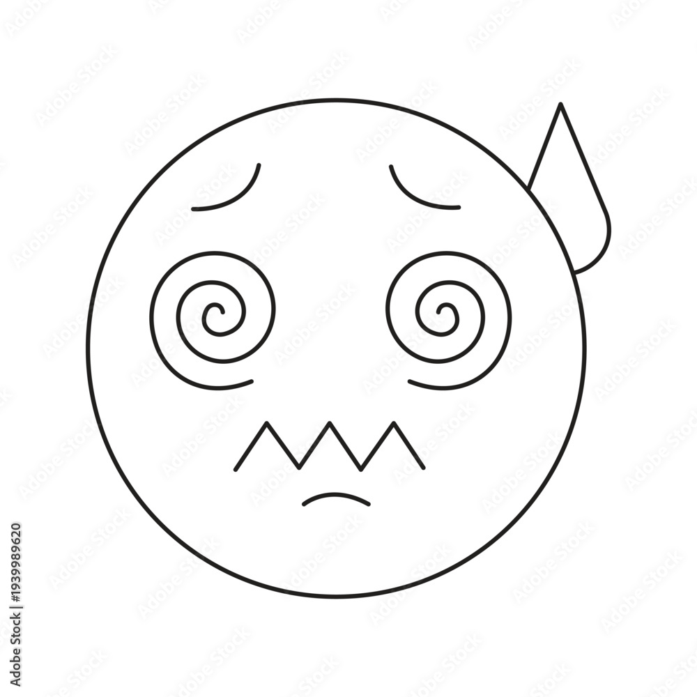 Obraz premium Zigzag Mouth Dizzy Face Vector Line Work for Weakness and Fainting Healthcare Graphics