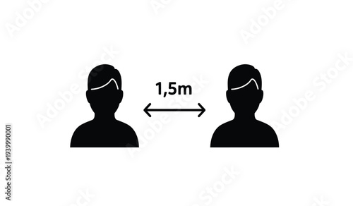 Social distancing graphic illustrating 1 5 meter separation between two people