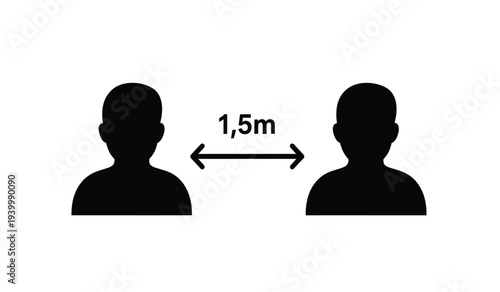 Social distancing illustration with two human silhouettes 1 5 meters apart