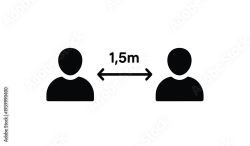 Social distancing illustration with 1 5 meters separation