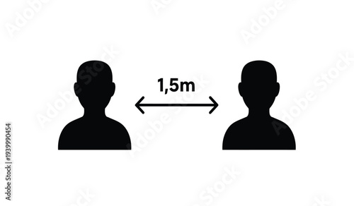 Social distancing illustration with two silhouettes 1 5 meters apart