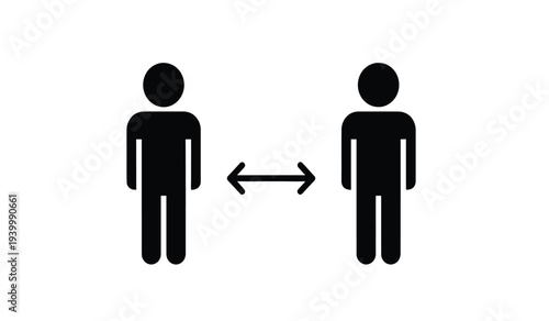 Social distancing illustration two people standing apart