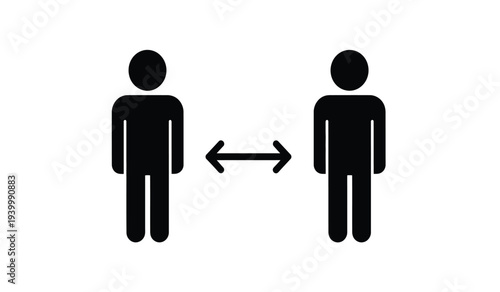 Social distancing illustration of two people standing apart