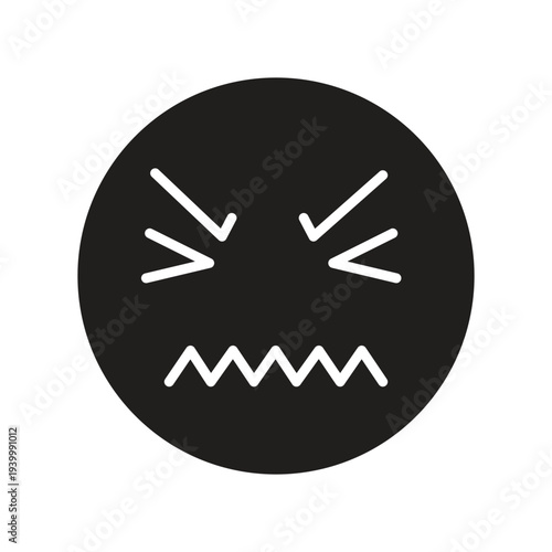 Zigzag Mouth Dizzy Face Silhouette for Weakness and Fainting Healthcare Iconography Assets