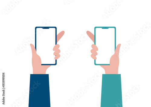 スマートフォンを持つ手（左右）のベクターイラスト素材