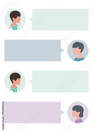 高齢夫婦と医師の会話の吹き出しベクターイラスト素材