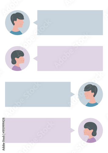 高齢夫婦の会話の吹き出しベクターイラスト素材(アイコン)