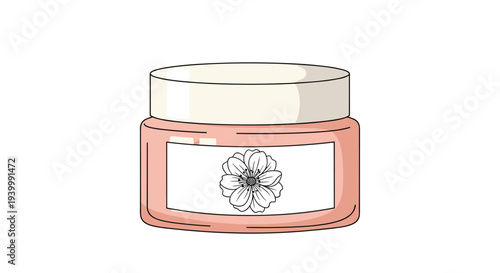 Professional pink cosmetic cream jar with a flower label design for beauty and skin care branding on white background.