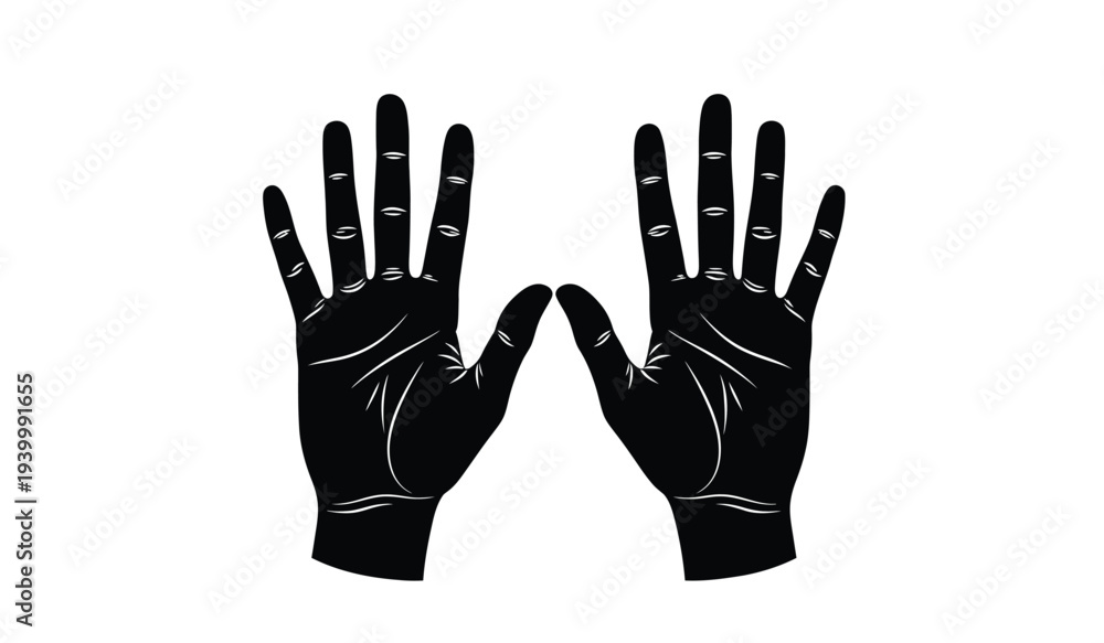Obraz premium A pair of black gloves with palms facing inward and fingers spread apart