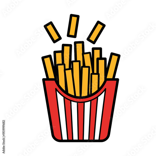 French Fries Served Hot in Red and White Basket for Tasty Snack