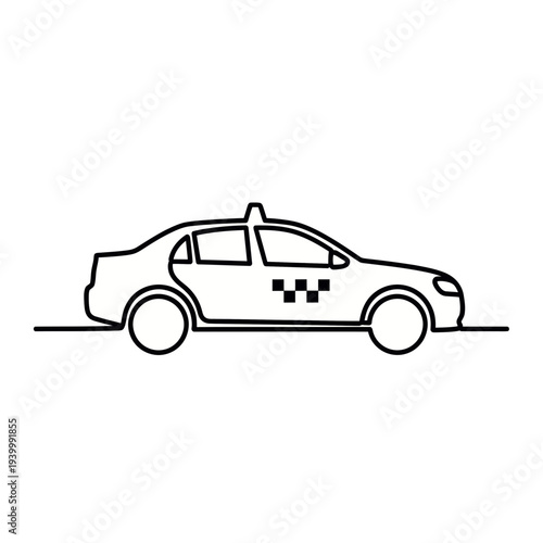 Modern taxi cab driving on city streets