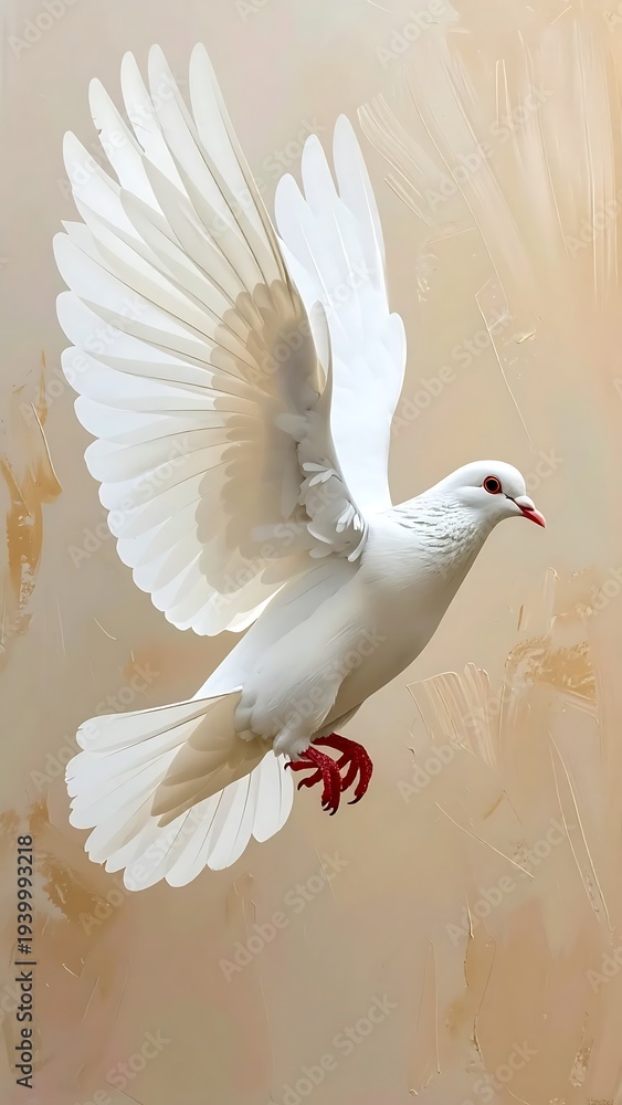 Obraz premium Dove in Flight - A Symbol of Peace and Grace.