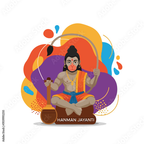 Cartoon illustration of a religious figure seated in meditation, with color splashes