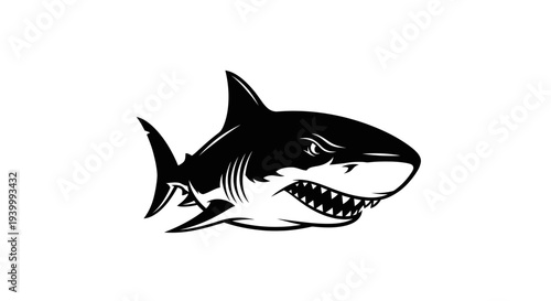 Aggressive Shark Illustration, Fierce Predator, Ocean Danger, Marine Life