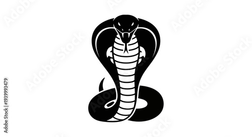 Black Cobra Snake Silhouette Icon, Dangerous Reptile, Tribal Tattoo Design
