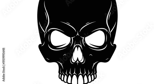 Black Skull Graphic Icon, Scary Face, Danger Symbol, Horror Illustration