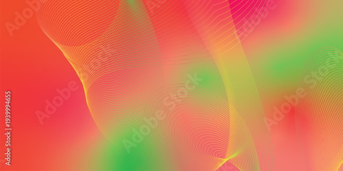 Glowing yellow, pink and green light streaks sweeping across a dark black space with scattered micro sparkles, modern digital tech theme, vector style illustration.