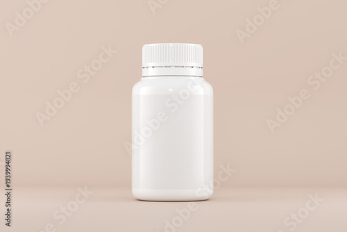 Supplement pill bottle 3d rendering mockup, with clean blank for design and advertising, 3d illustration 