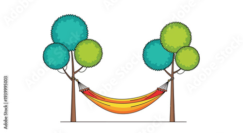 Vector illustration of a hammock between two trees