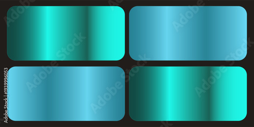 metallic blue gradient palette collection. Set of blue metallic gradients. Blue gradients collection.