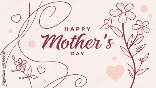 Elegant Minimalist Happy Mother’s Day Floral Greeting Vector