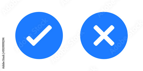 Check Mark and Cross Icon Set in Circle Buttons