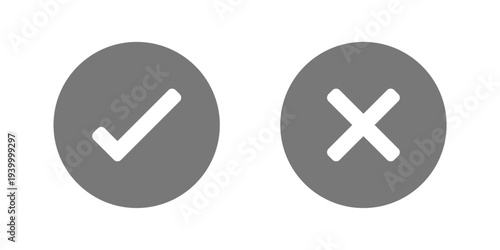 Check Mark and Cross Icon Set in Circle Buttons
