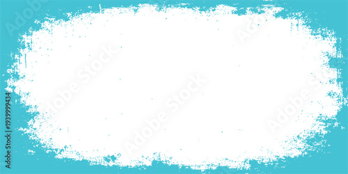 Abstract a vibrant cyan backdrop canvas, featuring a pristine blank space, encircled by textured strokes, perfect for adding text.