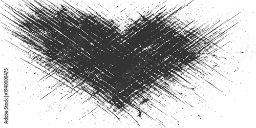 Abstract a striking abstract design, rendered in textured brushstrokes, the image is composed entirely of expressive marks and textures that are suggestive of the heart.