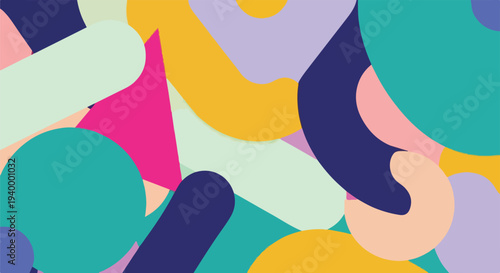 Colorful abstract artwork of overlapping geometric shapes and forms (3)