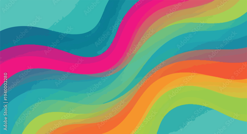 Fototapeta premium Colorful, abstract background with flowing, layered, curved lines