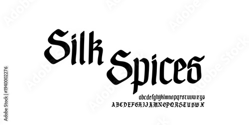 Creative Hand Drawn Font Uppercase Lowercase. Elegant Medieval Calligraphy Typography. Artistic Middle Eastern Lettering Style. Decorative serif modern vintage vector illustration.