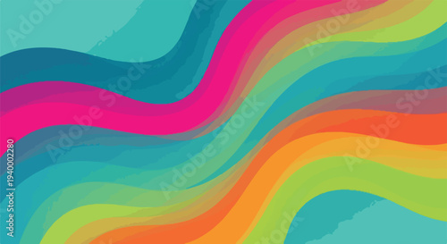 Colorful, abstract background with flowing, layered, curved lines