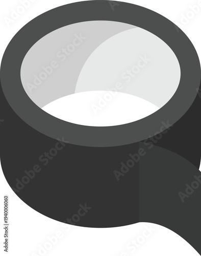Adhesive Black Duct Tape Roll Flat Illustration Isolated on White Background